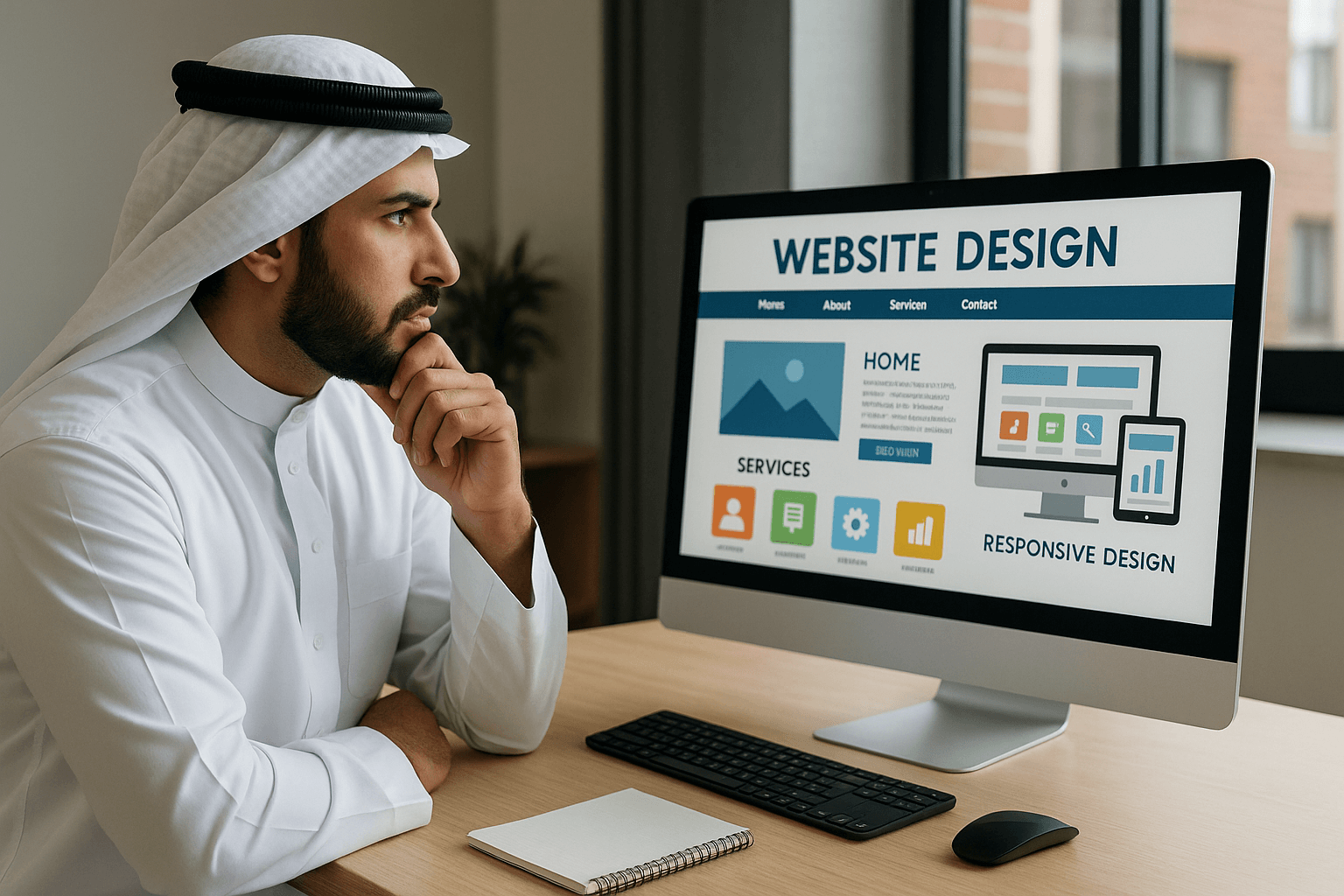 person looking to website